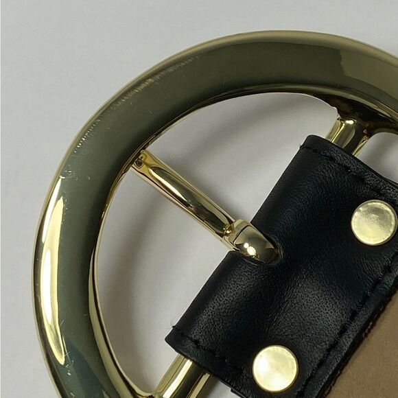 Sergio Hudson Black Signature Buckle Leather Belt Size 28 - Picture 8 of 12